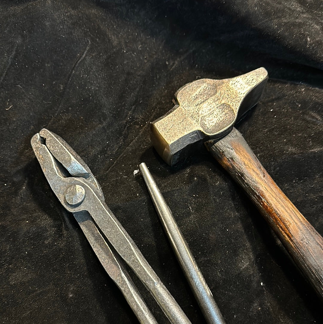 Beginners Blacksmith Tools Package - Hammer, Tongs, Punch