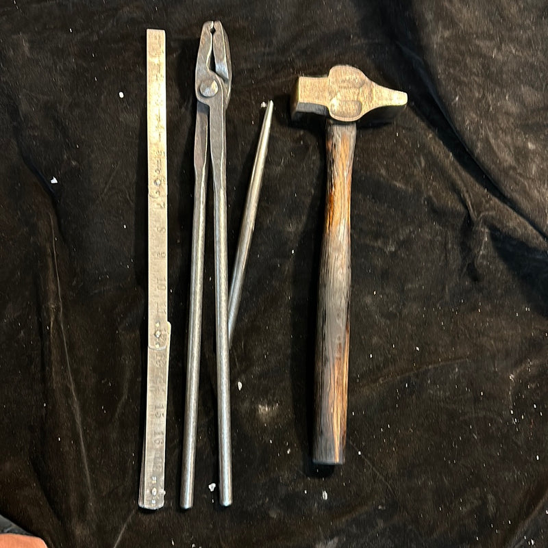 Beginners  Blacksmith Tools Package - Hammer, Tongs, Punch