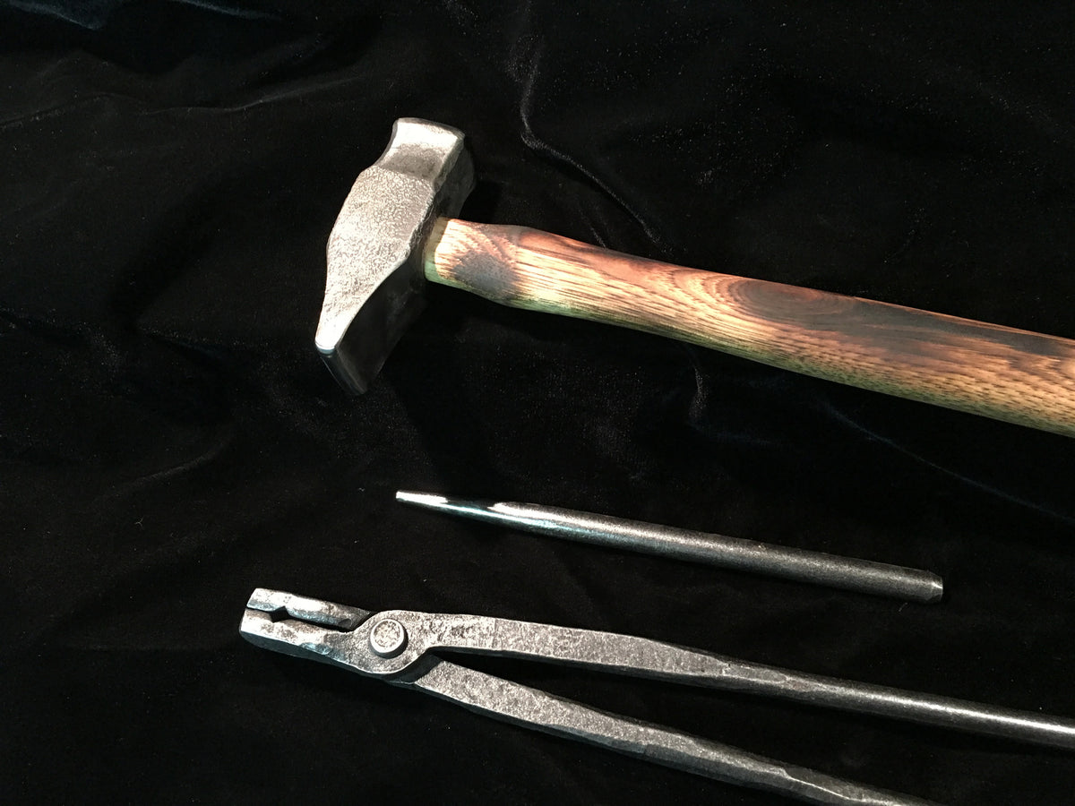 Beginners  Blacksmith Tools Package - Hammer, Tongs, Punch