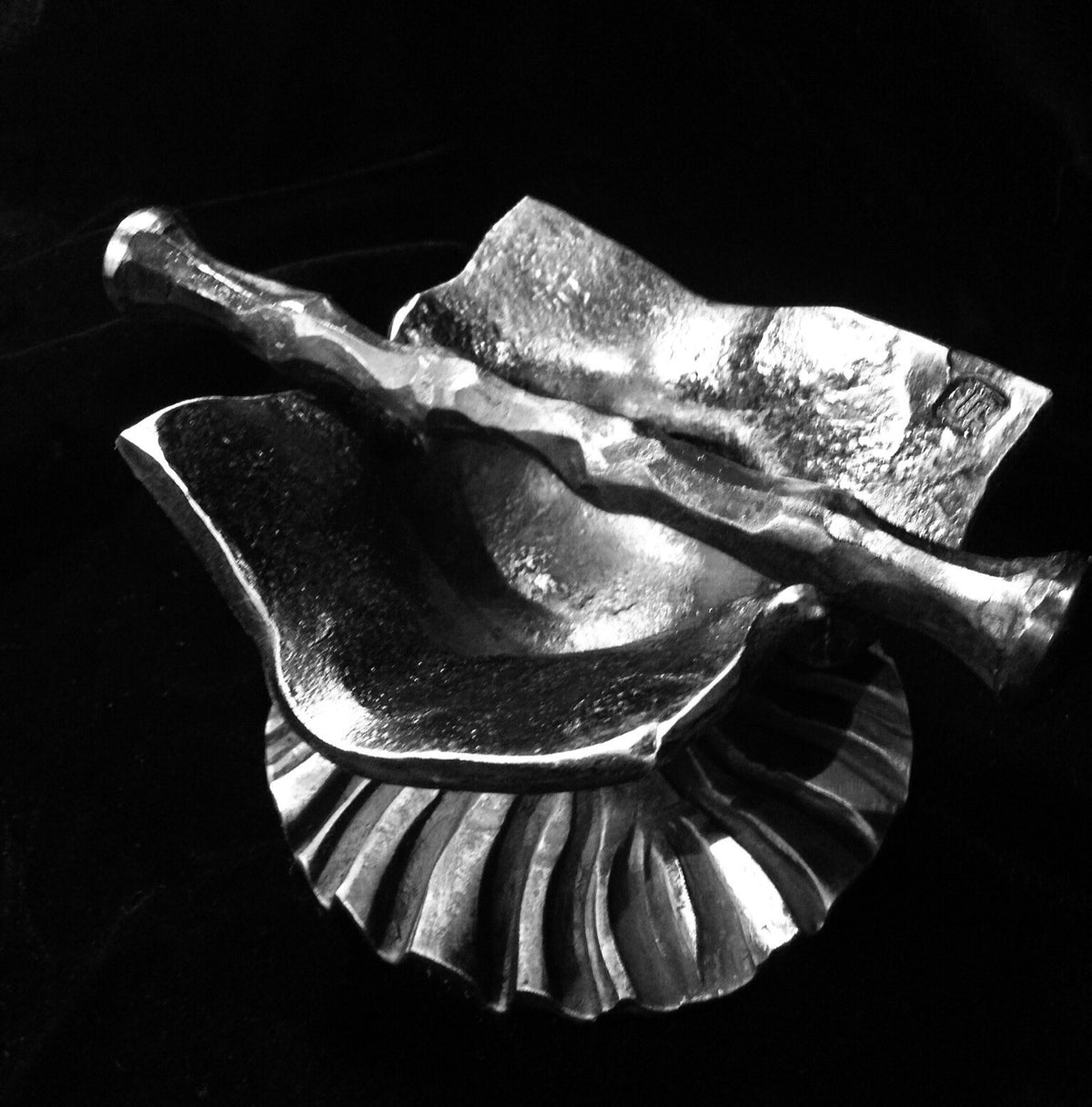 Hand forged iron mortar and pestle