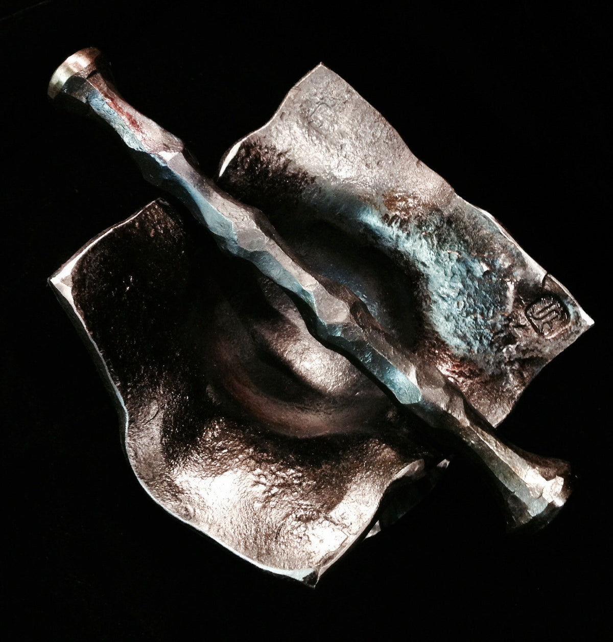 Hand forged iron mortar and pestle