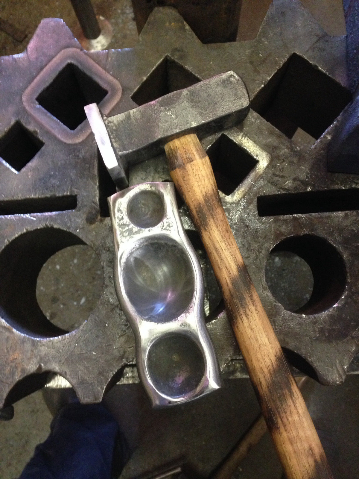 Swage block for anvil to make half spheres. Hand forged 4140