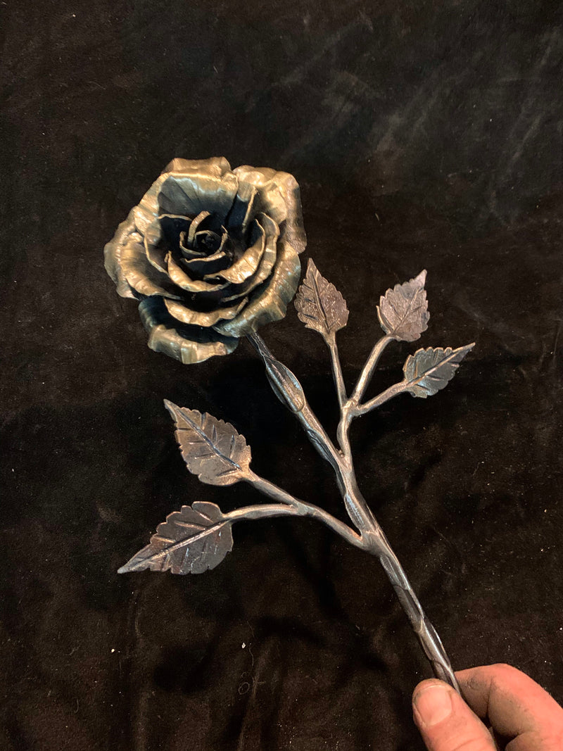 Hand forged iron rose